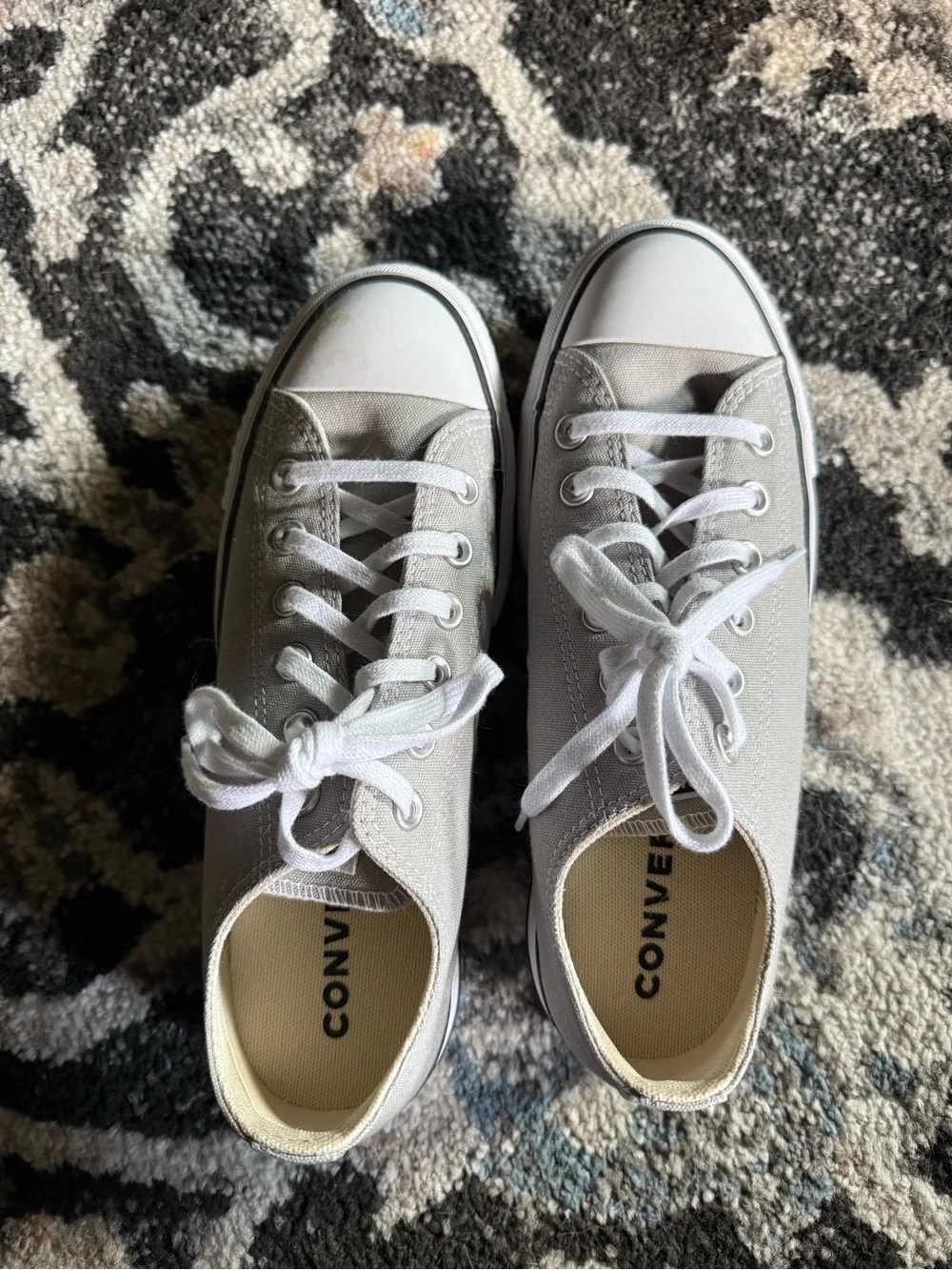 Converse Platform Low-Top Sneakers in Light Gray and White